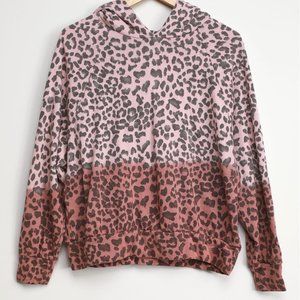 NWT Lulus Record Breaker Blush Leopard Print Ombre Hoodie